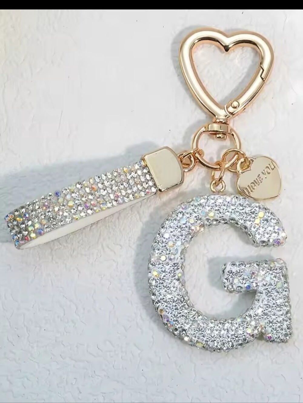 Shining Diamond Inlay 26 English Initial Letter Key Chain Car Bag Charm